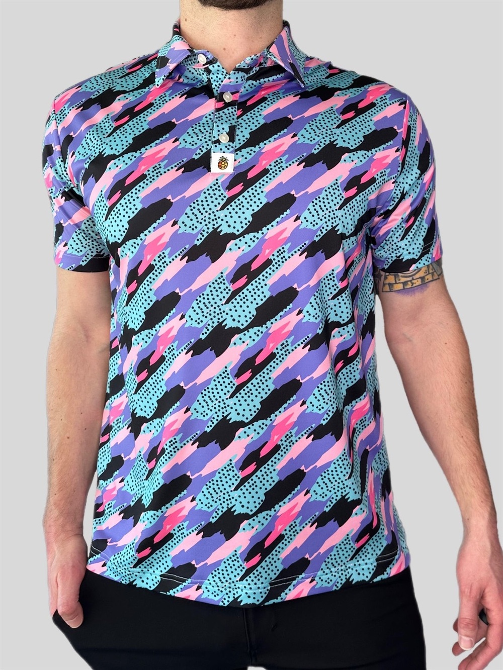 Men's Multi-Color Patterned Polo Golf Shirt